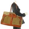 Balenciaga en toile, daim beige et cuir cognac - Detail D1 thumbnail