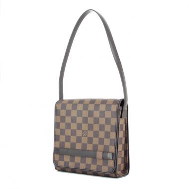 Louis Vuitton en toile damier ébène et cuir marron
