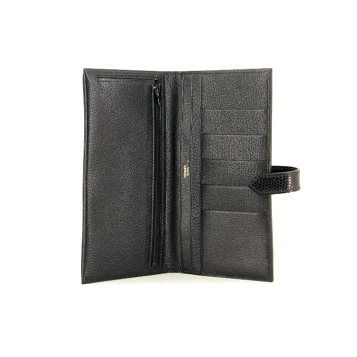 Hermès portefeuille en lézard noir - Detail D1