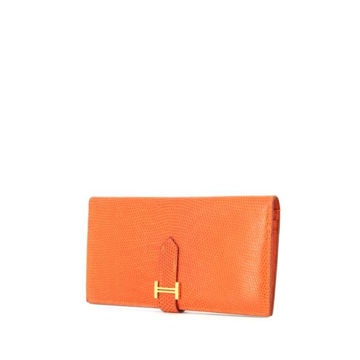 Béarn wallet in orange lizzard