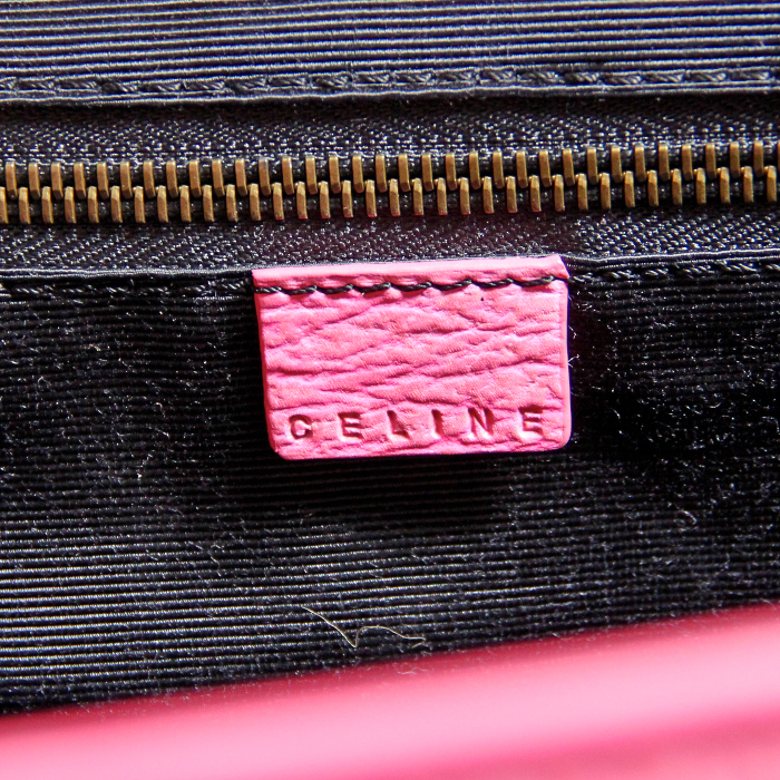 Sac à main Celine Vintage en cuir rose - Detail D4
