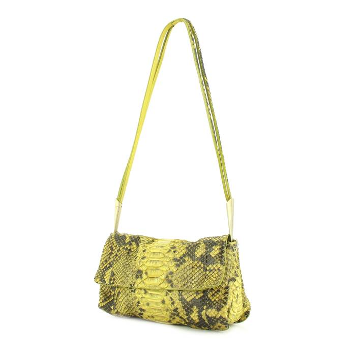 Handbag in anise green python