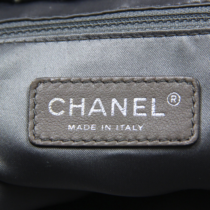 Chanel Shopping in black leather and black tweed - Detail D3