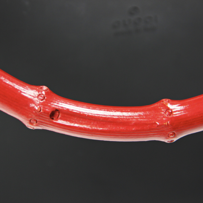  Gucci Bamboo in black leather and red handle - Detail D4