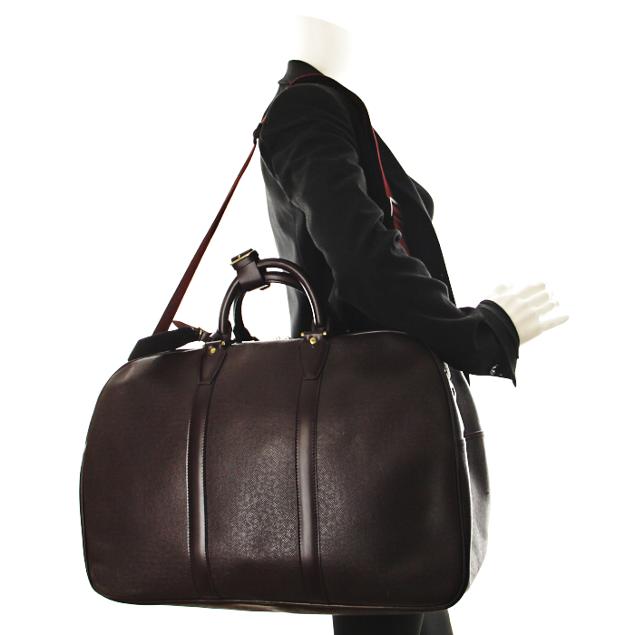 Bolsa de viaje Kendall en cuero taiga color burdeos - Detail D1