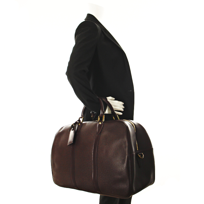 Louis Vutton Kendall travel bag in burgundy leather - Detail D2