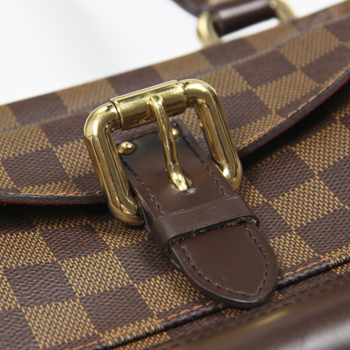 Louis Vuitton in tartan canvas and brown leather - Detail D5