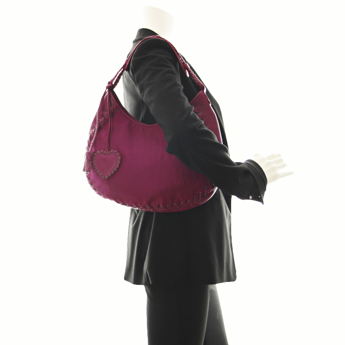 Bolso en lona Monogram y cuero fucsia - Detail D1