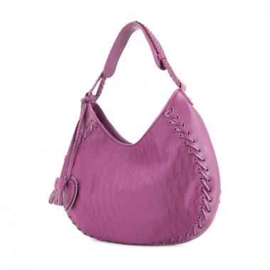 Bolso en lona Monogram y cuero fucsia