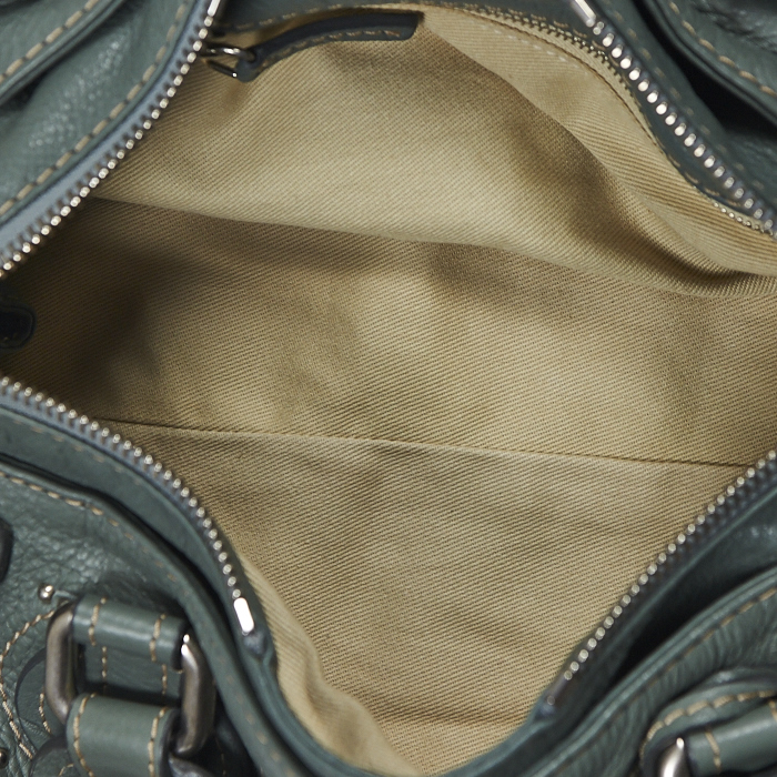 Bolso de mano Chloé Paddington en cuero gris oscuro - Detail D2