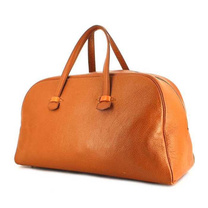 Sac de voyage Hermes en cuir Fjord marron