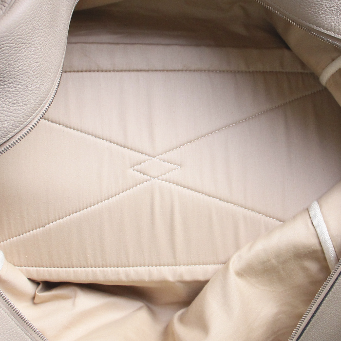 Borsa da viaggio Hermès Victoria in pelle togo grigio tortora - Detail D2