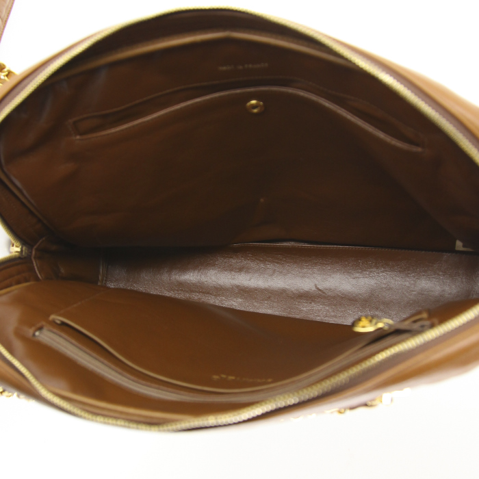 Sac cabas en cuir matelassé marron-havane - Detail D2