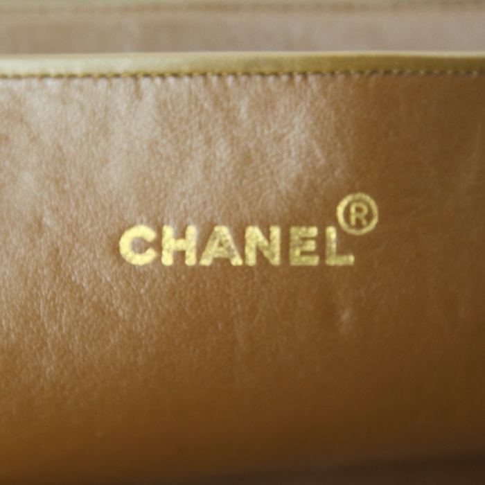 Sac cabas en cuir matelassé marron-havane - Detail D3