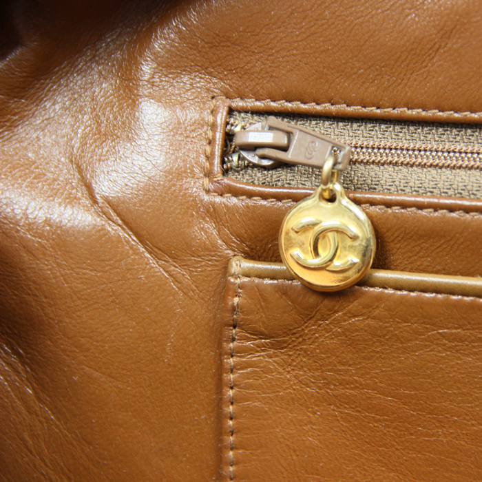 Shopping bag in pelle trapuntata marrone Havana - Detail D5