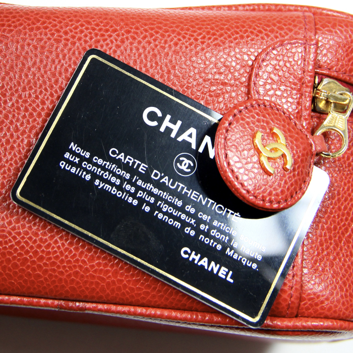  Chanel Vanity en cuir grainé rouge  - Detail D3