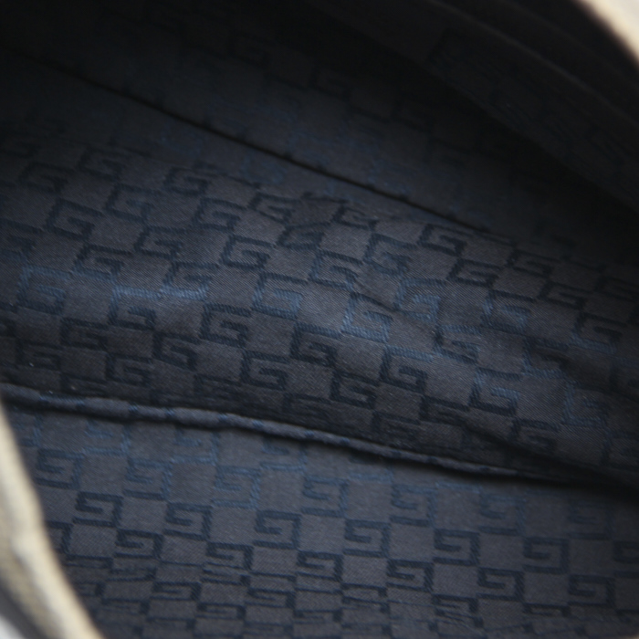 Sac à main Gucci en toile beige et bois - Detail D2