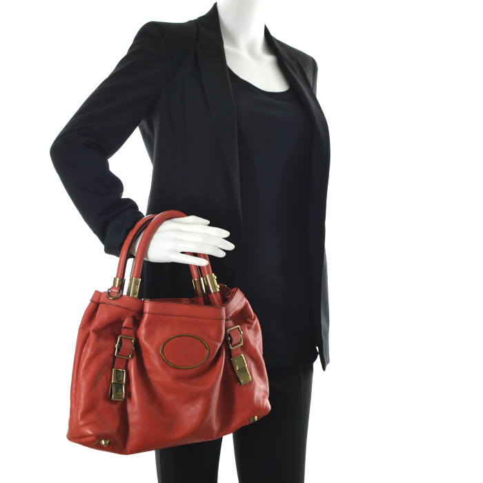 Borsa in pelle corallo - Detail D2