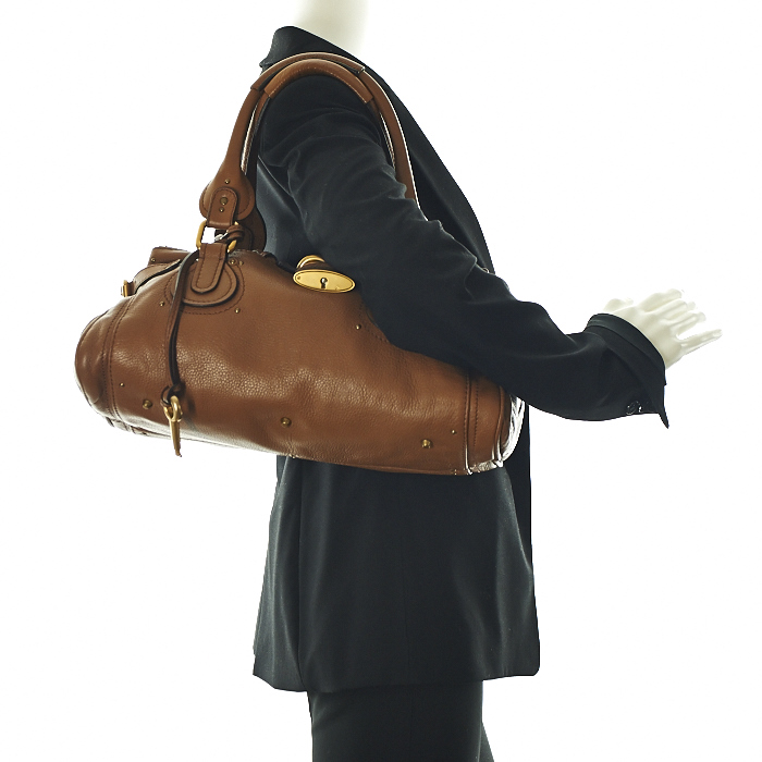 Chloé Paddington en cuir marron - Detail D1