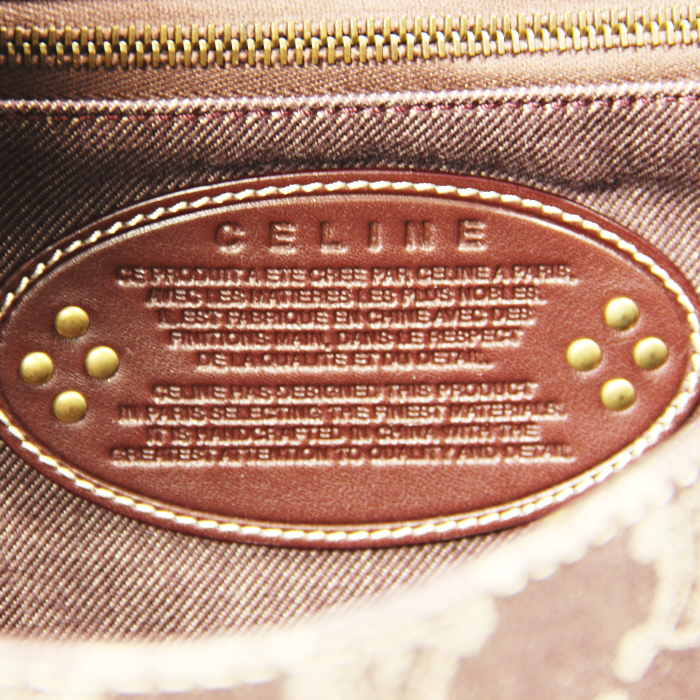 Sac à main Celine Vintage en toile monogram et cuir prune - Detail D3