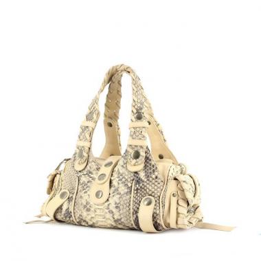 Bolso de mano Chloé Silverado modelo pequeño en piel de pitón y cuero beige