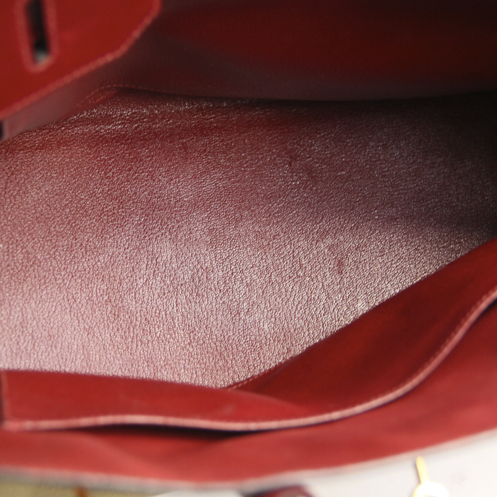 Hermès Birkin 35 cm in khaki canvas and burgundy leather - Detail D2