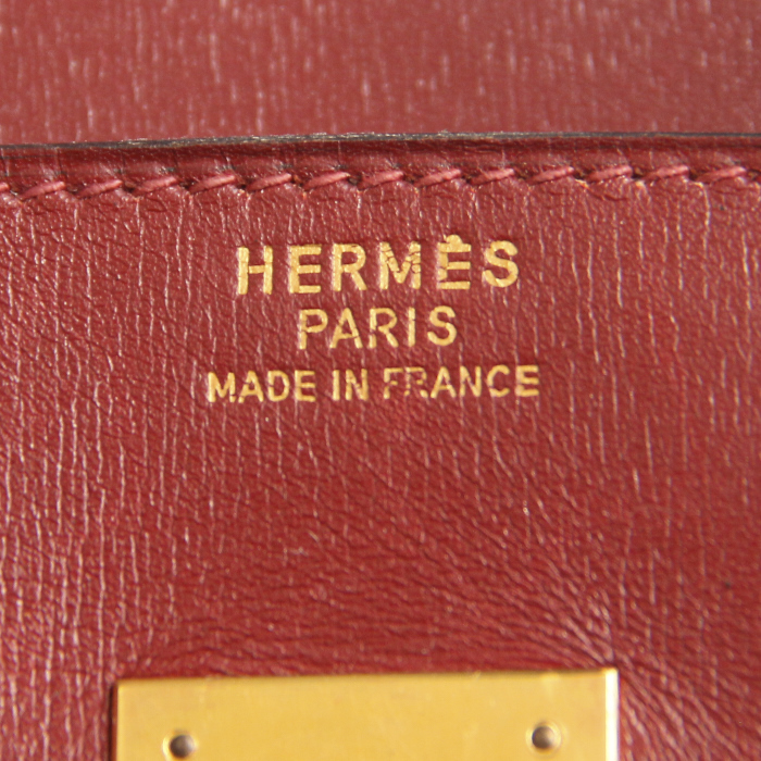 Hermès Birkin 35 cm in khaki canvas and burgundy leather - Detail D3