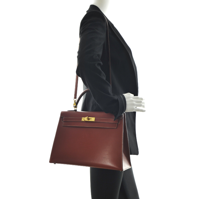 Hermès Kelly 32 cm in red brick leather - Detail D2