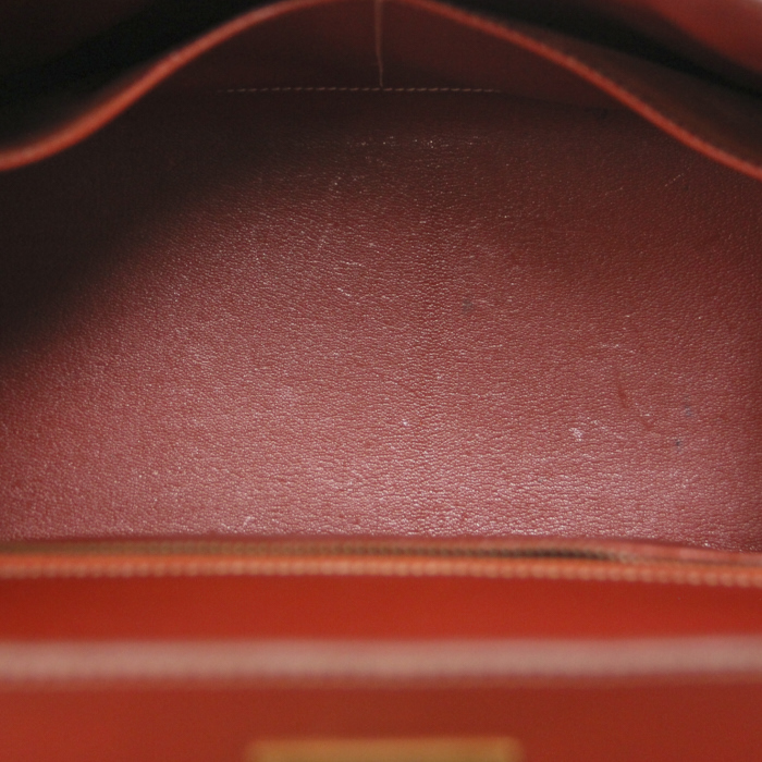 Hermès Kelly 32 cm en cuir rouge brique - Detail D3