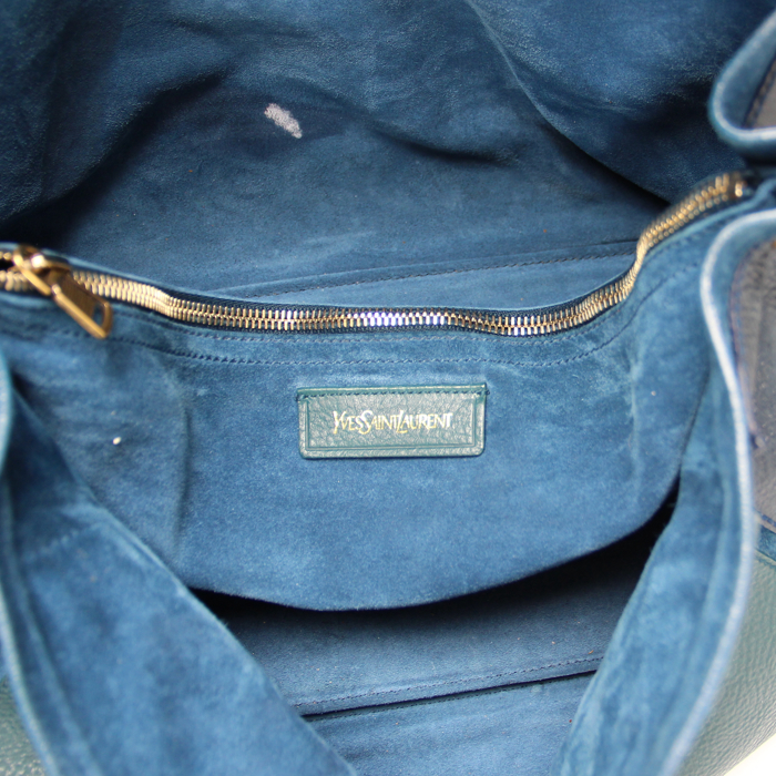 Borsa Muse Two modello grande in pelle blu verde blu marino e beige - Detail D3