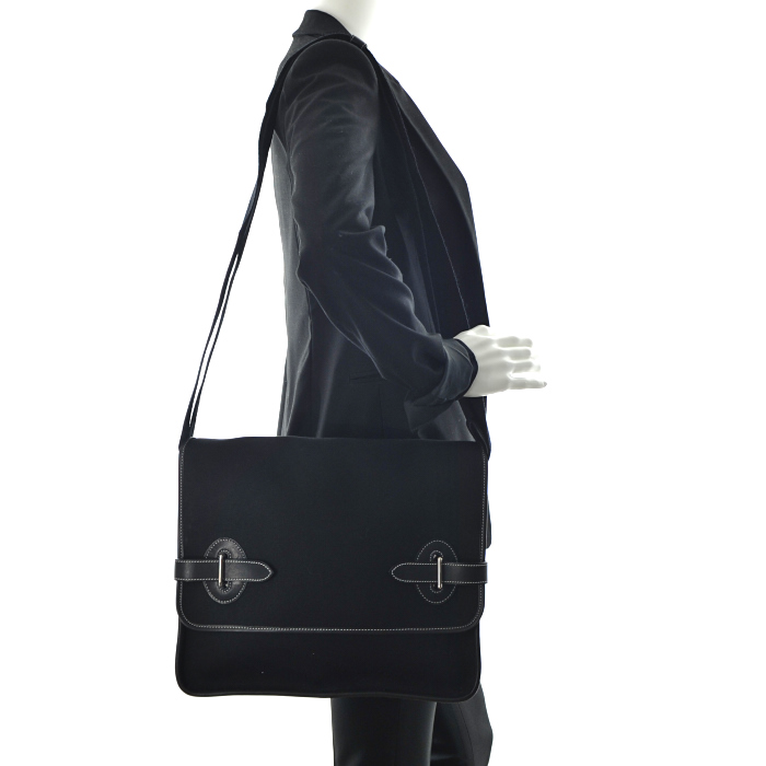 Hermes Buenaventura Bisaccia in tela nera - Detail D1