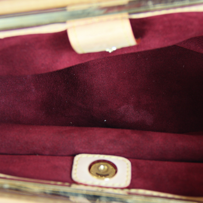 Borsa in tela monogram cerata multicolore e pelle naturale - Detail D2