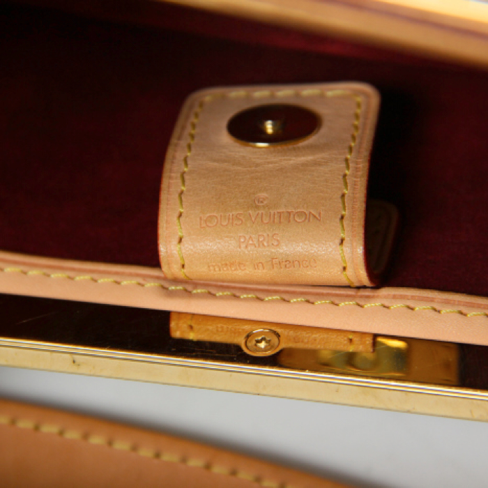 Borsa in tela monogram cerata multicolore e pelle naturale - Detail D3