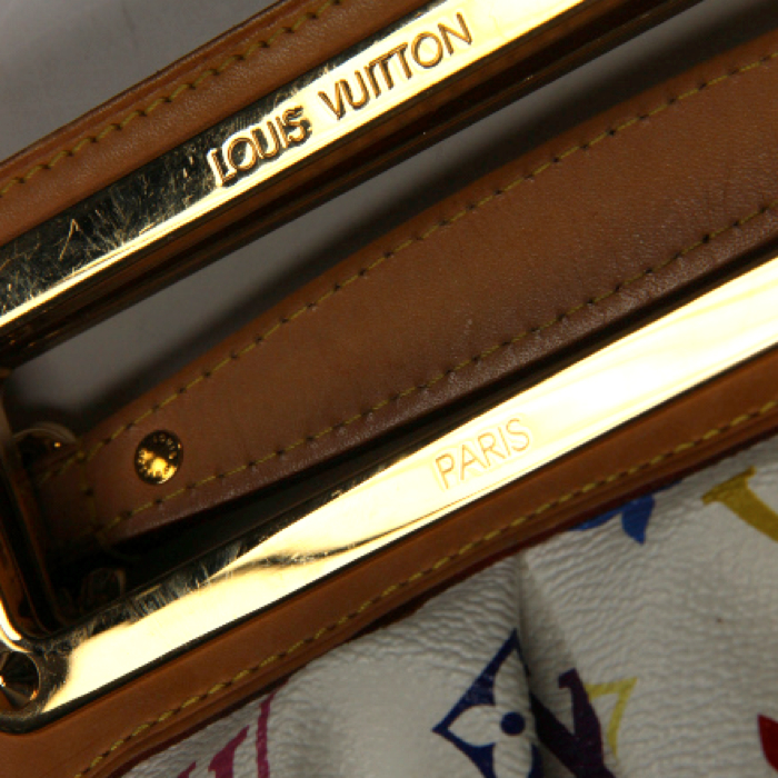 Borsa in tela monogram cerata multicolore e pelle naturale - Detail D4