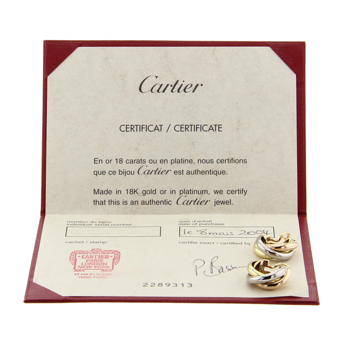 Cartier paire de boucles d'oreilles Trinity 3 ors - Detail D1