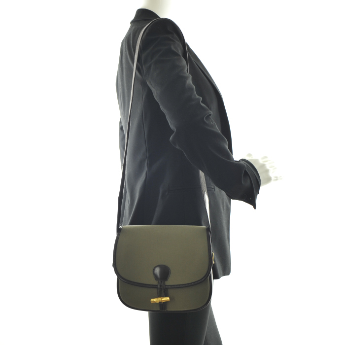 Hermès in khaki canvas and brown leather - Detail D1
