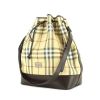 Burberry bucket bag in Haymarket check canvas and brown leather - 00pp thumbnail