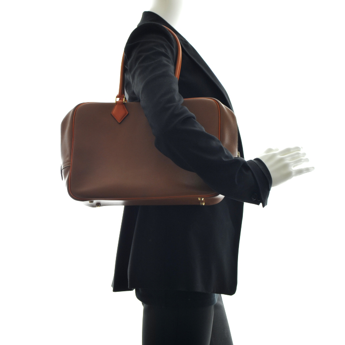 Borsa Plume in pelle marrone e profili - Detail D1