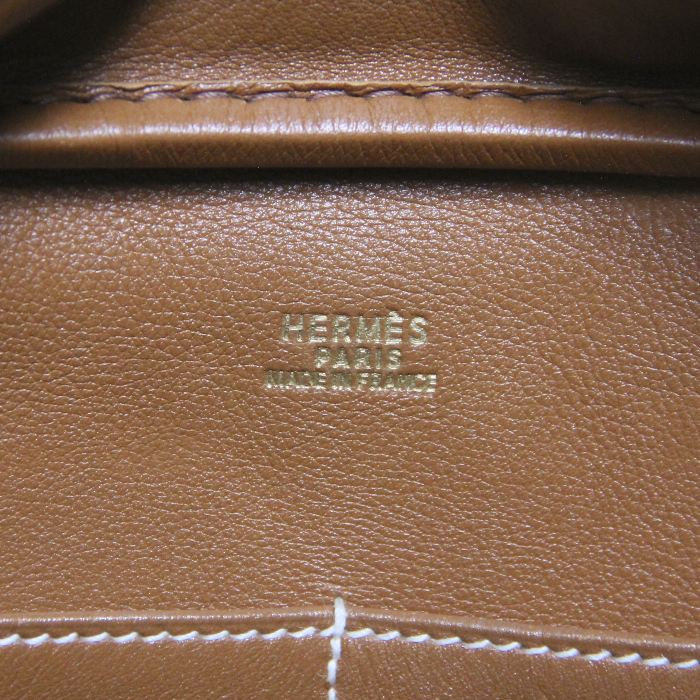 Hermès Plume in brown leather and orange piping - Detail D5
