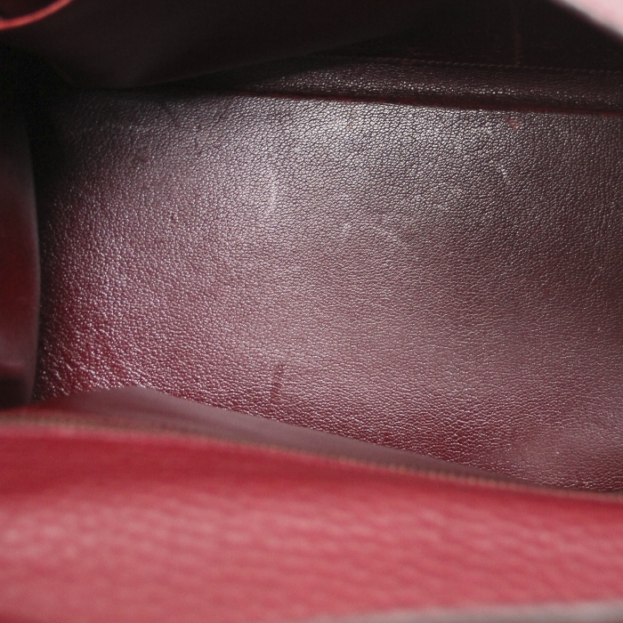 Bolso de mano Kelly 40 cm en cuero Ardenne color burdeos - Detail D2