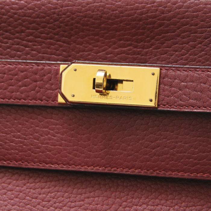 Borsa Kelly 40 cm in pelle Ardenne bordeaux - Detail D3