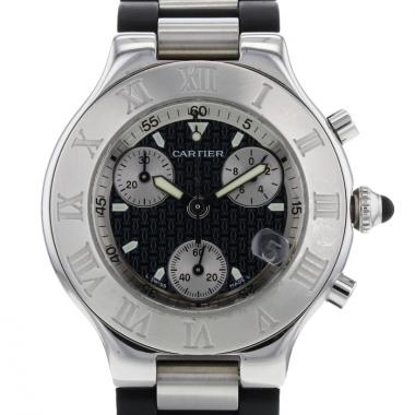 Cartier Chronoscaph in stainless steel and black rubber Ref : 2424 circa 2000 