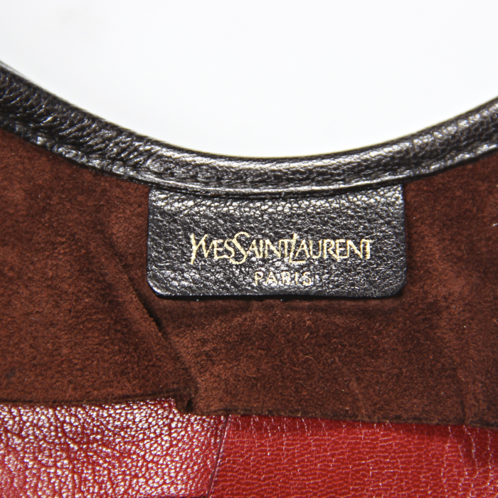 Bolso de mano Saint-Tropez modelo pequeño en cuero color habano y rojo - Detail D4