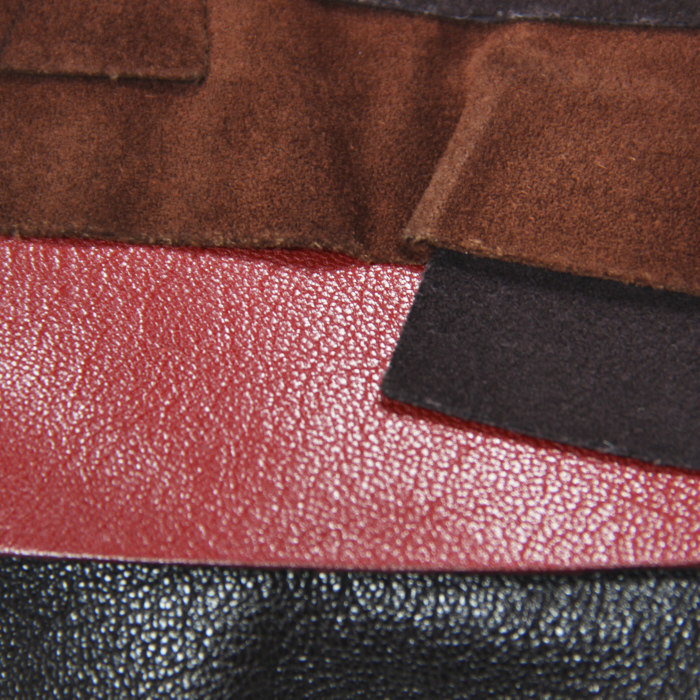 Borsa Saint-Tropez modello piccolo in pelle marrone Havana e rossa - Detail D5