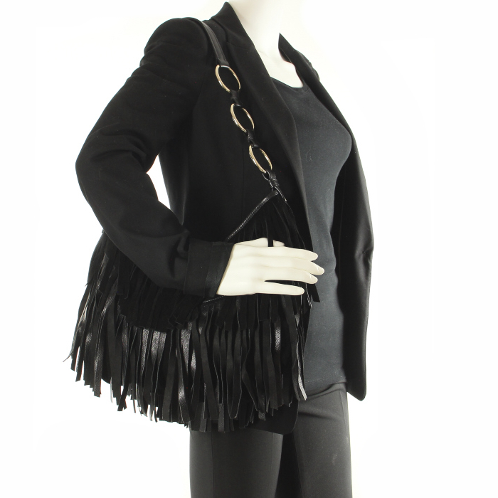 Yves Saint Laurent Saint-Tropez en cuir et daim noir - Detail D1