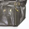 Yves Saint Laurent sac Downtown moyen modèle en cuir vernis gris - Detail D4 thumbnail