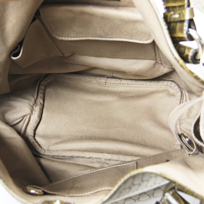 Celine Bittersweet in beige Monogram canvas and green leather - Detail D2