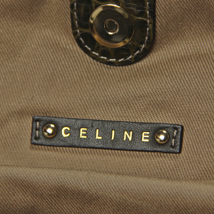 Celine Bittersweet in beige Monogram canvas and green leather - Detail D3