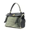 Yves Saint Laurent Muse Two medium model in grey nubuck as crocodile, black leather and beige canvas - 00pp thumbnail