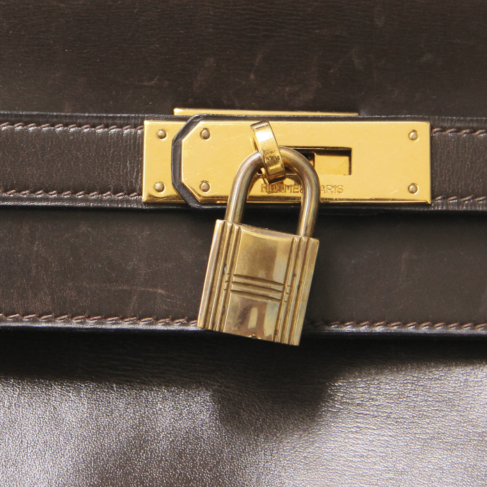 Hermès Kelly 35 in brown leather   - Detail D3